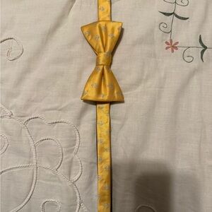 Yellow Bow Tie with Baby Blue Anchor Accents